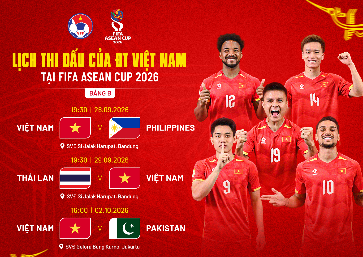 Lịch thi đấu đội tuyển Việt Nam tại FIFA ASEAN Cup 2026 mới nhất